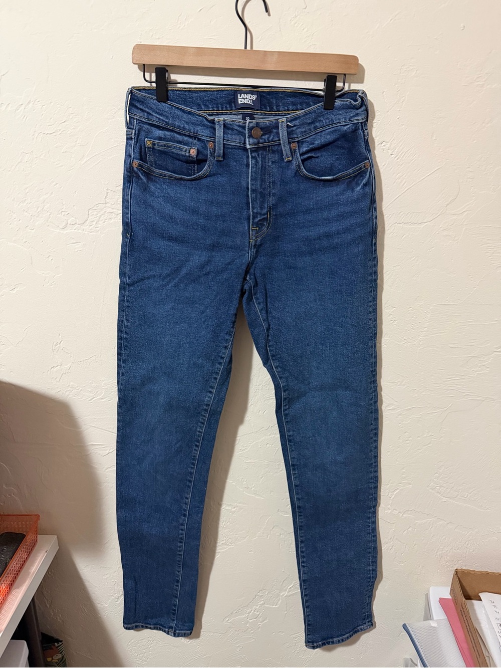 Lands' End Blue Slim Straight Jeans